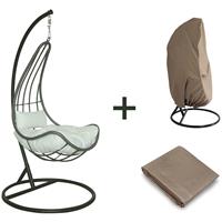 Home Deluxe Polyrattan Hängesessel CAMA - komplett inkl. Regenabdeckung I Hängestuhl, Hängekorb, Gartenliege - 