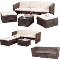 MUCOLA Lounge Gartenset Rattanmöbel Polyrattan Sitzmöbel Set Sofa Tisch 2 Hocker braun