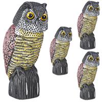 RELAXDAYS 4 x Vogelschreck Eule, mit Wackelkopf, stehende Dekofigur, Taubenschreck für Garten, Balkon, Terrasse, mehrfarbig