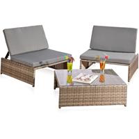 MUCOLA Sitzgarnitur Gartenmöbel Sitzgruppe Lounge Poly Rattan Möbel Set Gartengarnitur