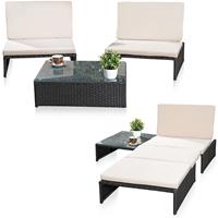 MUCOLA Lounge Sitzgarnitur Gartenset Gartenmöbel GartenSitzgruppe 2 Sessel Tisch Rattan