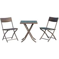 Outsunny Bistroset Polyrattan 3 tlg. Sitzgarnitur Balkonset - kaffeebraun - 