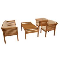 DEGAMO Loungeset MALAGA 4-teilig, Eukalyptus geölt, mit Polstern,