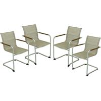 HARMS 4er Set Garten Stuhl Freischwinger Veranda Balkon 56x85x59cmcm NOVA sandbraun