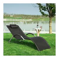 SOBUY Sonnenliege Gartenliege Relaxstuhl Liegestuhl mit Kopfkissen OGS38-SCH