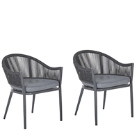 Beliani Tuinstoel set van 2 aluminium grijs MILETO