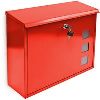 RELAXDAYS Design Briefkasten mit Dekor-Fenster Metall Rot