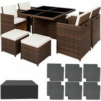 Tectake -Manhattan Tuinset-wicker Meubelset- Incl. Beschermhoes- Zwart/bruin- 403845