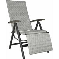 Tectake - Tuinstoel Met Voetsteun-wicker Tuinsetichtgrijs-403860