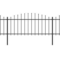 vidaXL Tuinhek met speren bovenkant (0,5-0,75)x10,2 m staal zwart