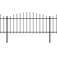 vidaXL Tuinhek met speren bovenkant (0,5-0,75)x15,3 m staal zwart