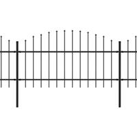 vidaXL Tuinhek met speren bovenkant (1-1,25)x10,2 m staal zwart