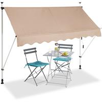 RELAXDAYS Klemmmarkise, Balkon Sonnenschutz, einziehbar, Fallarm, ohne Bohren, höhenverstellbar, 250 cm breit, beige
