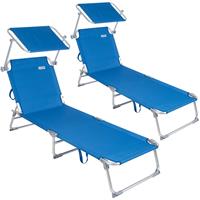 Casaria Ligbed Ibiza 2 stuks Blauw 190x59x29cm Alu Zonnescherm