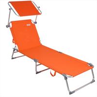 CASARIA Sonnenliege Ibiza Aluminium Sonnendach 190cm Gartenliege Strandliege Alu Liege Freizeitliege orange