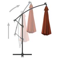vidaXL Zweefparasol met LED-verlichting en stalen paal terracotta