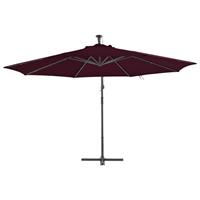 vidaXL Zweefparasol met LED-verlichting 350 cm bordeauxrood