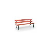 Parkbank, massief, gegoten frame, zitting en rugleuning vurenhout, gewelfd