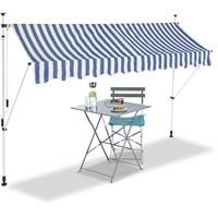 RELAXDAYS Klemmmarkise, Balkon Sonnenschutz, einziehbar, Fallarm, ohne Bohren, verstellbar, 300 cm breit, blau gestreift