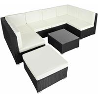 Tectake - Wicker Loungeset Zitgroep Tuinset Venetië osse Elementen - Zwart - 403421