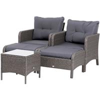 Outsunny 5-delig Polyrotan tuinmeubelen zitgroep tuinset bankstel loungeset