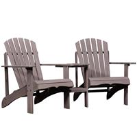 Outsunny Gartenbank mit Tisch Gartenmöbel mit Regenschirmloch 2 Stühle Balkon Massivholz - 
