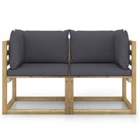 VIDAXL Garten-Ecksofas mit Kissen 2 Stk. Kiefernholz Grün Imprägniert
