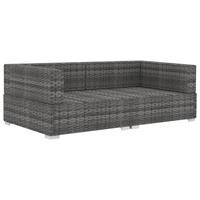 vidaXL Hoekbanken 2 st met kussens poly rattan grijs