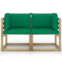 VIDAXL Garten-Ecksofas mit Kissen 2 Stk. Kiefernholz Grün Imprägniert