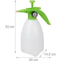 RELAXDAYS 2 x Pumpsprühflasche, einstellbare Messingdüse, Manometer, Garten Schädlingsbekämpfung, 2l Drucksprüher, weiß/grün