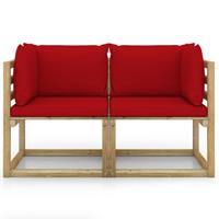 VIDAXL Garten-Ecksofas mit Kissen 2 Stk. Kiefernholz Grün Imprägniert