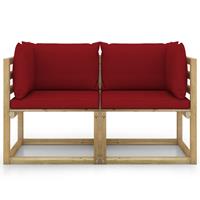 VIDAXL Garten-Ecksofas mit Kissen 2 Stk. Kiefernholz Grün Imprägniert