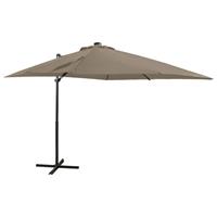 vidaXL Zweefparasol met paal en LED-verlichting 250 cm taupe