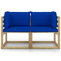 VIDAXL Garten-Ecksofas mit Kissen 2 Stk. Kiefernholz Grün Imprägniert
