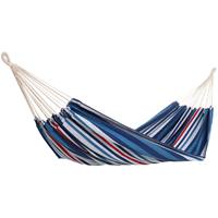 DETEX Hängematte 300kg belastbar 320x150cm atmungsaktiv Fransen wetterfest Camping Garten Tuchhängematte Mehrpersonen blau