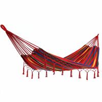 DETEX Hängematte Mehrpersonen 320x150cm belastbar bis 300kg wetterfest & atmungsaktiv Hängeliege im Boho Stil Creme/Anthrazit/Rot/Blau rot