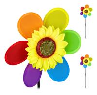 RELAXDAYS Windrad Blume, 2er Set, Deko Gartenstecker für Balkon, Terrasse & Garten, HBT 71 x 27 x 8 cm, Regenbogen, bunt