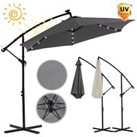 MUCOLA Gartenschirm Sonnenschirm Beige Kurbelschirm 300 cm Ampelschirm LED Marktschirm Strandschirm Terrassenschirm 3 m Meter Aufklappbar