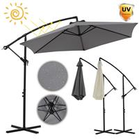 MUCOLA Ampelschirm Beige Kurbelschirm 300 cm Gartenschirm Sonnenschirm Balkonschirm Marktschirm Terrassenschirm 3 m Meter Aufklappbar Sonnenschutz