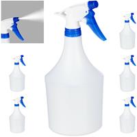 RELAXDAYS 6 x Sprühflasche Pflanzen, einstellbare Düse, 1 Liter Handsprüher, mit Skala, Kunststoff, Blumensprüher, weiß-blau