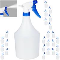 RELAXDAYS 24 x Sprühflasche Pflanzen, einstellbare Düse, 1 Liter Handsprüher, mit Skala, Kunststoff, Blumensprüher, weiß-blau