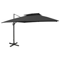 vidaXL Zweefparasol met dubbel dak 300x300 cm zwart