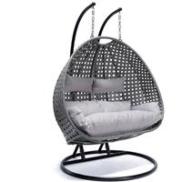 Home Deluxe TWIN polyrattan hangstoel - grijs voor 2 personen