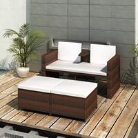 VIDAXL 4-tlg. Garten-Lounge-Set mit Auflagen Poly Rattan Braun