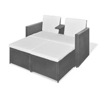 VIDAXL 4-tlg. Garten-Lounge-Set mit Auflagen Poly Rattan Schwarz