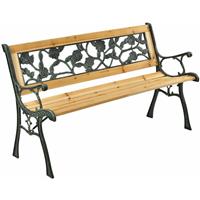 Juskys Gartenbank Venezia – 2-Sitzer Holzbank mit Armlehnen & Rückenlehne – wetterfeste Sitzbank 122x54x73 cm - Seitenelemente aus Gusseisen - 