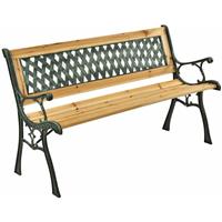 Juskys Gartenbank Pisa – 2-Sitzer Holzbank mit Armlehnen & Rückenlehne – wetterfeste Sitzbank 122x54x73 cm - Seitenelemente aus Gusseisen