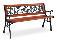 RELAXDAYS Gartenbank, Rosenmuster, 2 Sitzer, Holz & Gusseisen, Balkon & Terrasse, Sitzbank, 73x125x52,5 cm, natur/grün