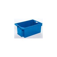 Nestbare stapelbak van HDPE, inhoud 40 l, wanden en bodem dicht, blauw