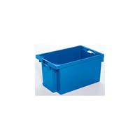 Nestbare stapelbak van HDPE, inhoud 50 l, wanden en bodem dicht, blauw